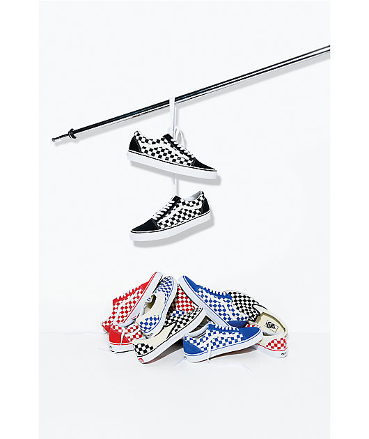 Vans Slip-On zapatos de skate a cuadros en rojo y blanco