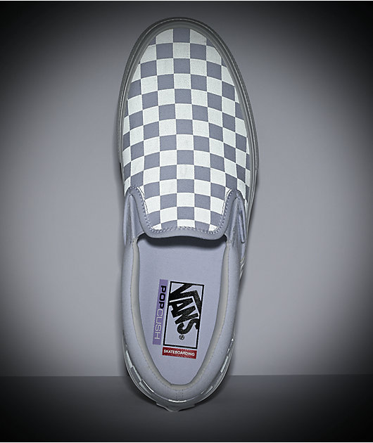 Vans Slip-On zapatos de skate blancos y reflectantes a cuadros