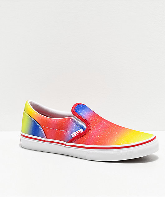 Parcialmente lazo compromiso Vans Slip-On zapatos de skate con brillo arcoíris