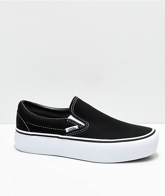 Vans Slip-On zapatos de skate con plataforma en negro y blanco | Zumiez