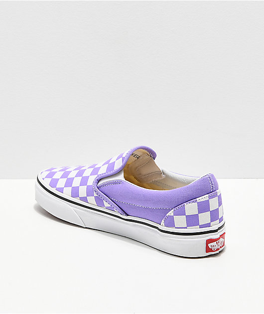 Slip-On zapatos cuadros en blanco y violeta