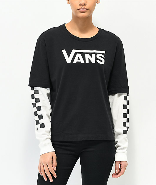 Clothing Vans Long Sleeve Black Shirt Vans Apparel Vans Full Patch