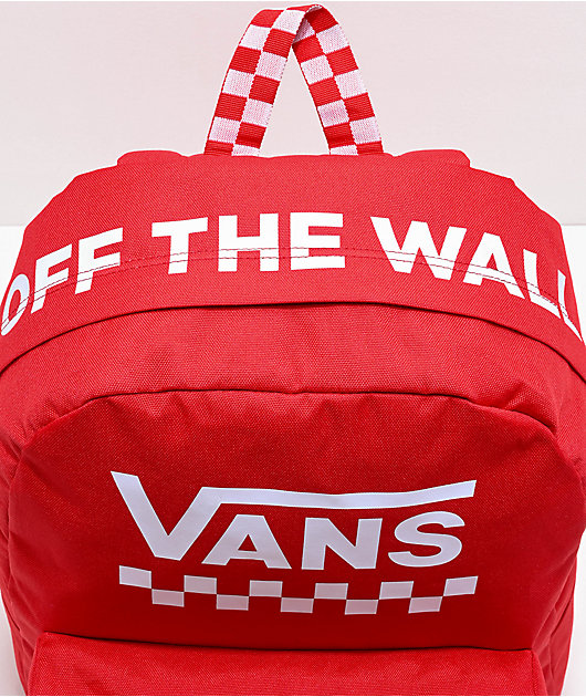 vans sporty realm red & checkerboard backpack