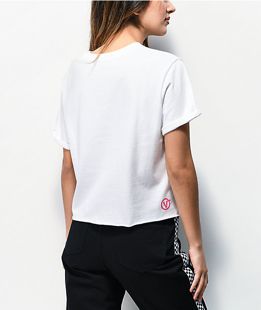 Vans Striped Roll Out White Crop T-Shirt