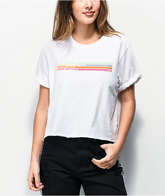 Vans Striped Roll Out White Crop T-Shirt