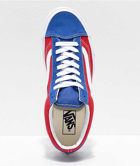 vans style 36 bmx red white & blue checkerboard skate shoes