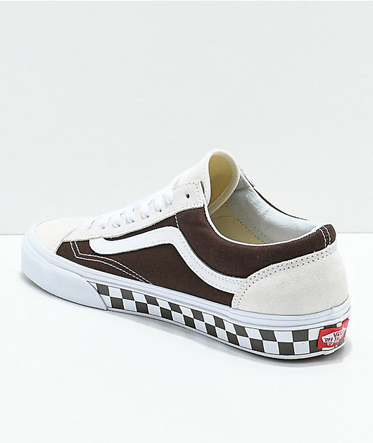 Vans Style 36 BMX zapatos de skate a cuadros en marrón y blanco حلق ذهب ناعم