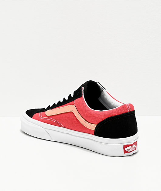 vans style 36 salmon & black skate shoes