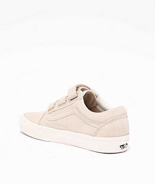 Vans Women's Old Skool V Mushroom & White Skate Shoes