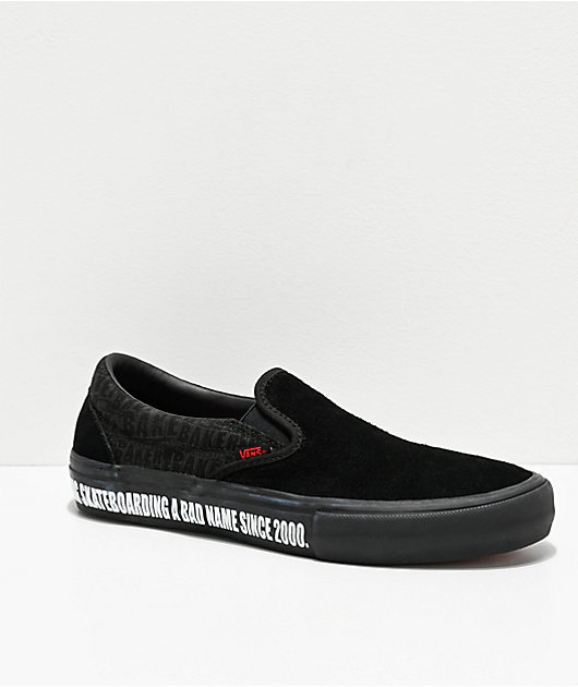 Vans X Baker Slip-On Pro Black & Red Skate Shoes