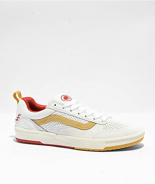 White and gold vans discount