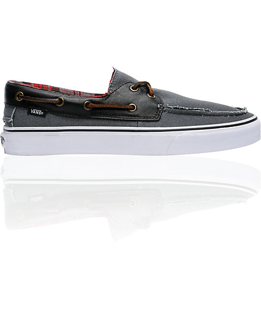 Vans Zapato Del Barco Grey \u0026 Black Boat Skate Shoes | Zumiez