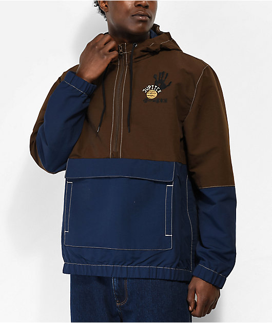 Vans Zion Brown Blue Anorak Jacket Zumiez