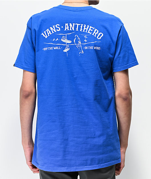 Ups cantidad Elevado Vans x Anti-Hero On The Wire Blue T-Shirt