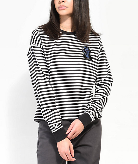 Vans x Breana Geering Skate Black White Striped Long Sleeve T Shirt