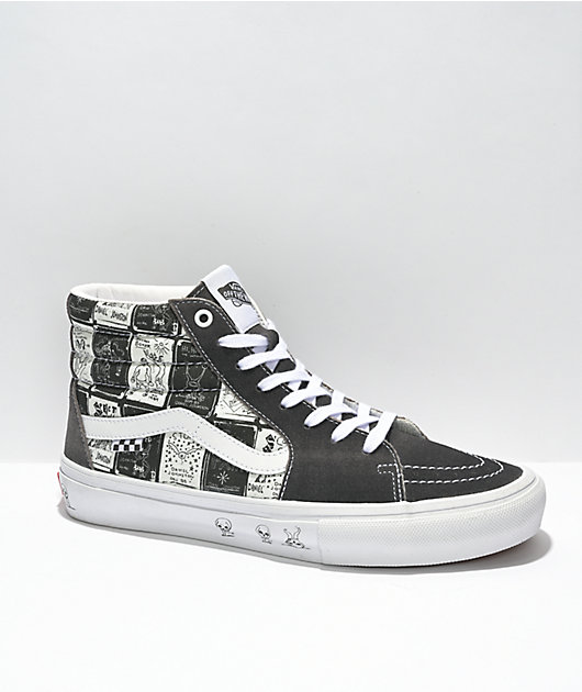 Vans x Daniel Johnston Skate Sk8-Hi Grey White Skate Shoes Zumiez