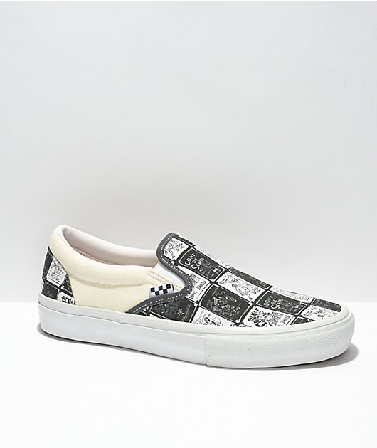 Vans x Daniel Johnston Skate Slip-On White & Grey Skate Shoes