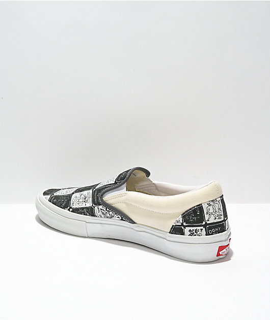 Vans x Daniel Johnston Skate Slip-On White & Grey Skate Shoes