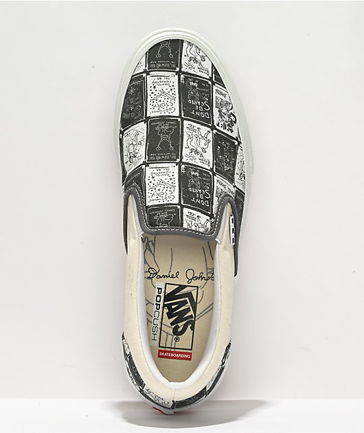 Vans x Daniel Johnston Skate Slip-On zapatos de skate en blanco y gris