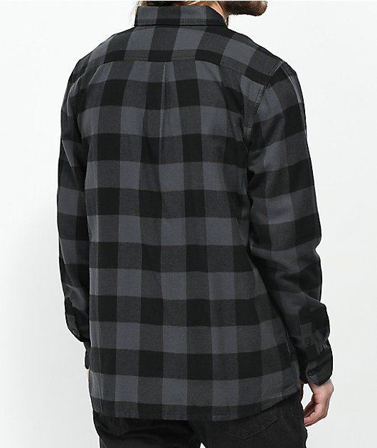 Vans x Independent Black Charcoal Full Zip  Flannel  Shirt  