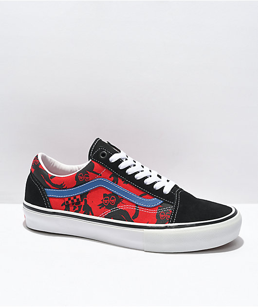 Vans x Krooked Skate Old Skool Black & Red Skate Shoes