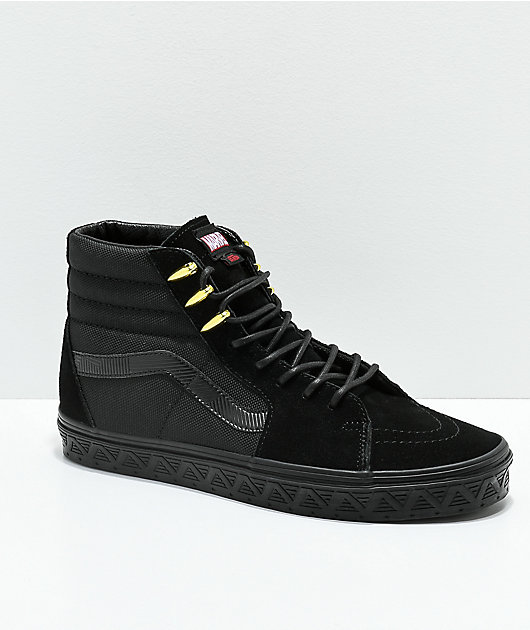 Vans x Marvel Sk8-Hi Black Panther zapatos de skate en negro y oro | Zumiez