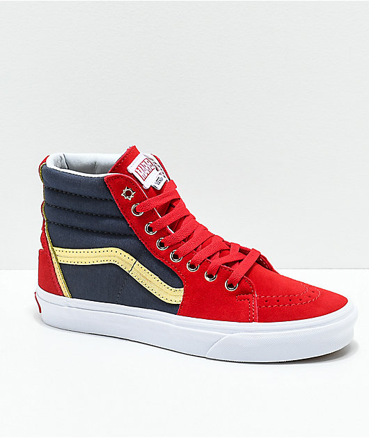 Vans x Marvel Sk8-Hi Captain Marvel zapatos de skate en rojo, azul y blanco  | Zumiez