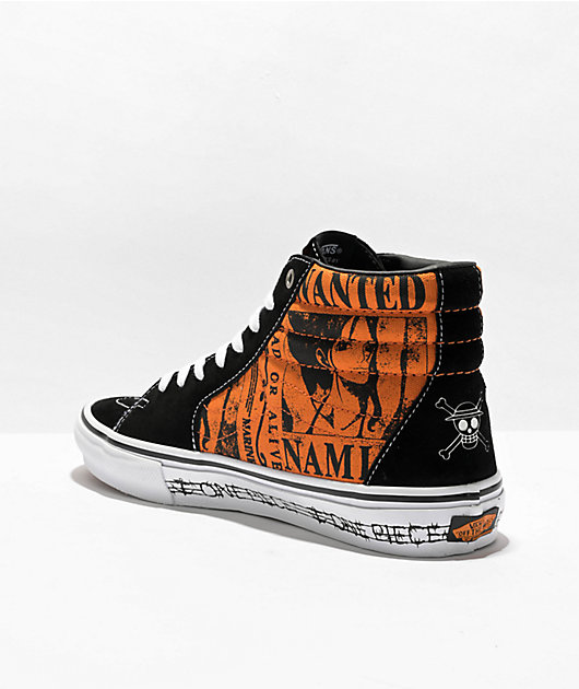 Vans x One Piece Sk8-Hi Orange & Black Skate Shoes