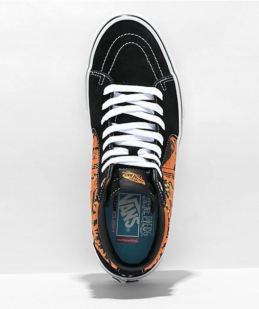 Vans x One Piece Sk8-Hi Orange & Black Skate Shoes