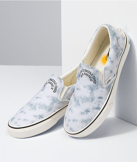 Vans x Park Project Slip-On White Grey Tie Dye Skate Shoes Zumiez - Main Image