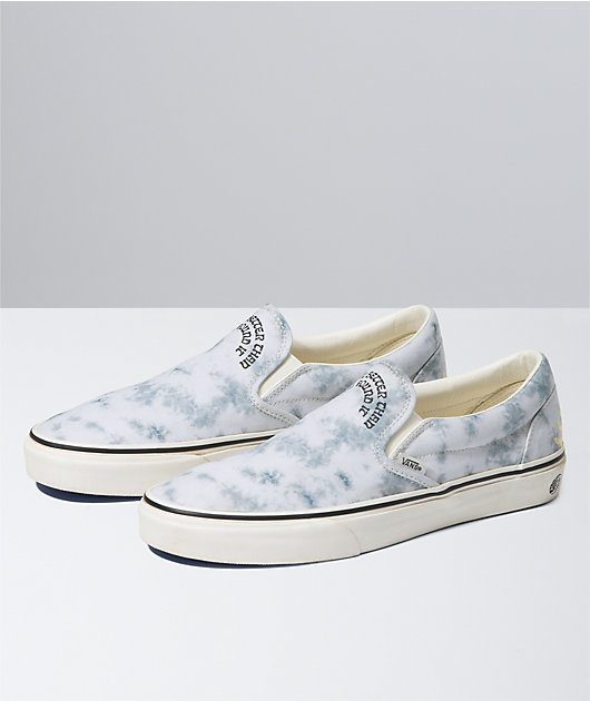 Vans x Park Project Slip On White Grey Tie Dye Skate Shoes Zumiez