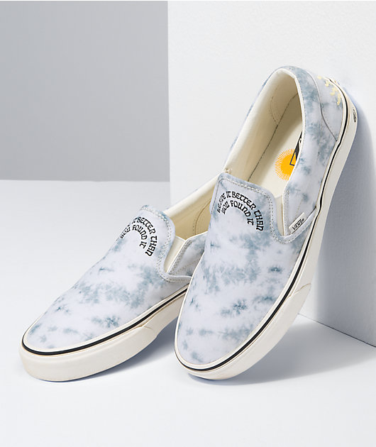 Vans x Park Project Slip-On White & Grey Tie Dye Skate Shoes جزم للبحر