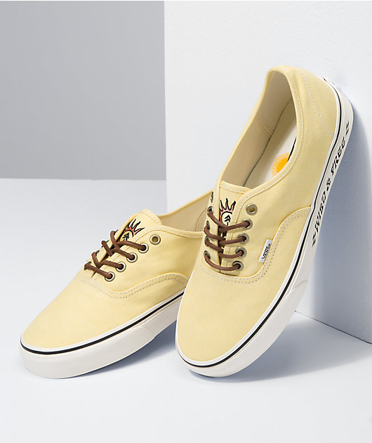 Vans x Parks Project Authentic Pale Yellow White Skate Shoes