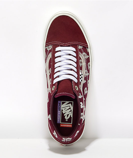 Vans Off the Wall Old Skool Burgundy/Maroon Canvas Sneakers/Shoes