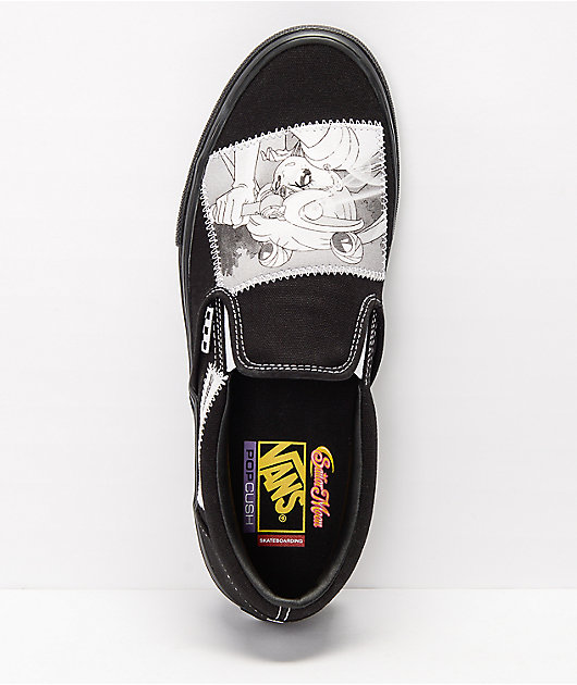 Vans x Sailor Moon Skate Slip-On Black & White Skate Shoes | Zumiez