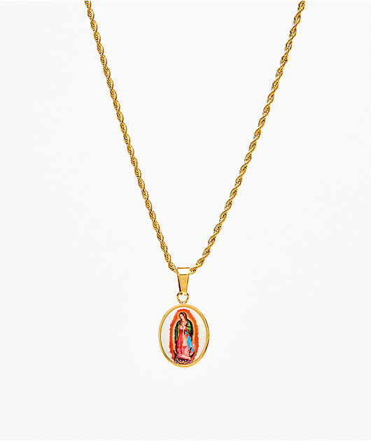 Veritas Enamel Virgin Mary Gold Pendant Necklace Zumiez