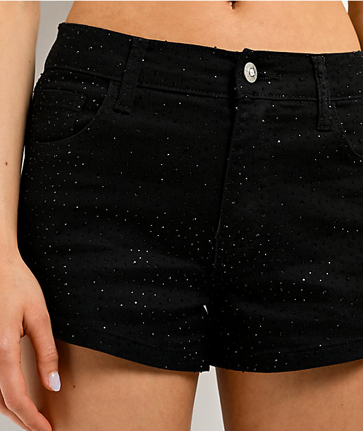 Vibrant Rhinestone Black Shorts