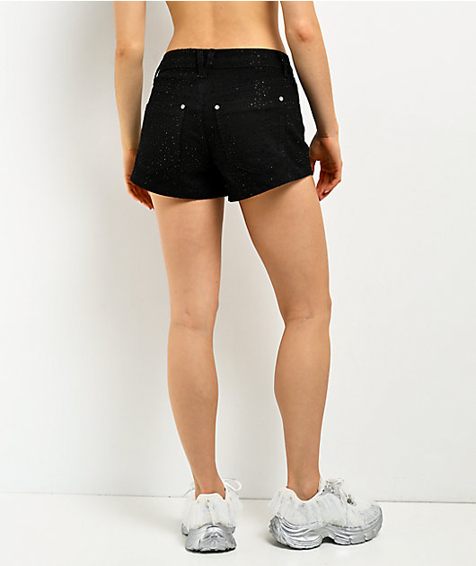 Vibrant Rhinestone Black Shorts