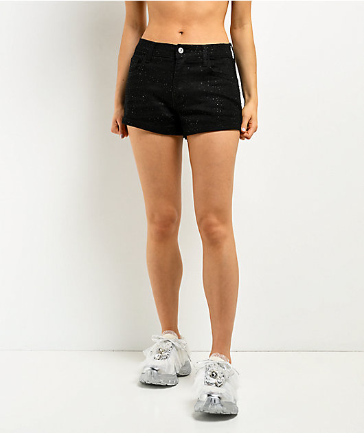 Vibrant Rhinestone Black Shorts