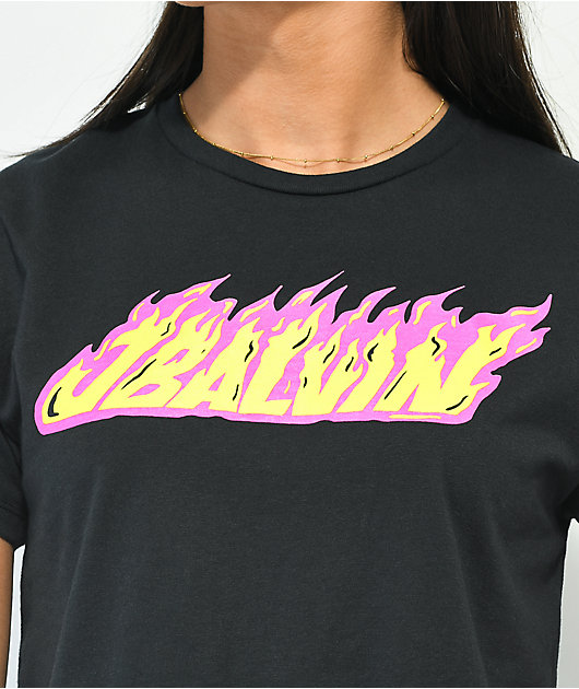 Vibras by J Balvin Flames Black Crop T-Shirt