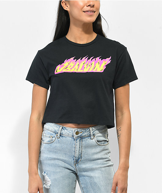 Vibras by J Balvin Flames Black Crop T-Shirt