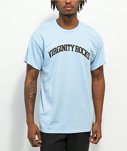 Virginity Rocks Arch camiseta azul de Danny Duncan.