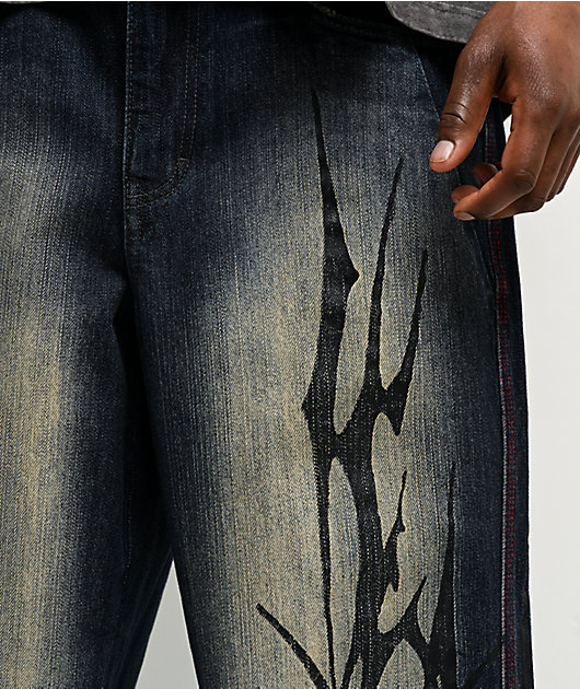 Vitriol Abyss Grime Dark Blue Wash Baggy Jeans