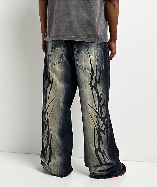 Vitriol Abyss Grime Dark Blue Wash Baggy Jeans