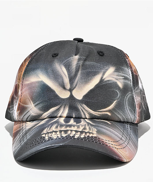 Vitriol Airbrush Skull Black Snapback Hat