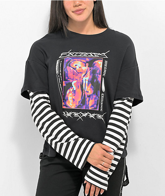 Vitriol Akeelah Black & White Layered Long Sleeve T-Shirt | Zumiez