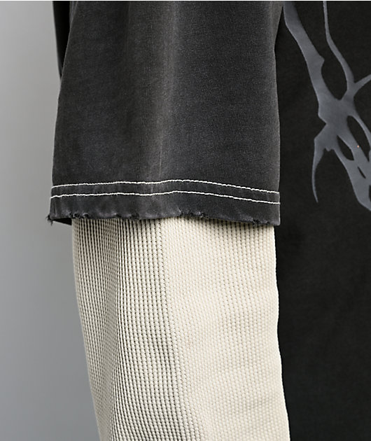 Vitriol Alien White & Black Wash 2fer Long Sleeve T-Shirt