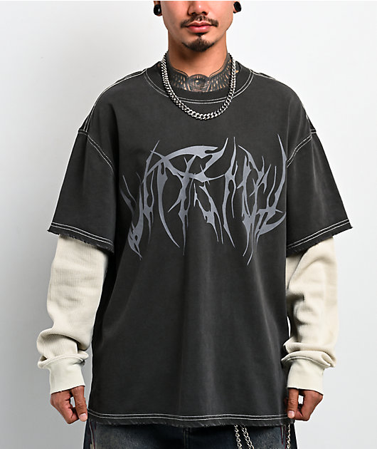 Vitriol Alien White & Black Wash 2fer Long Sleeve T-Shirt | Zumiez