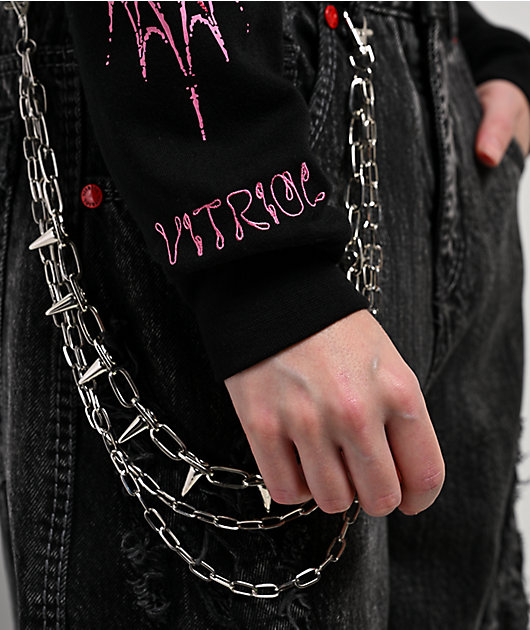 Vitriol Anya Black Faux Fur Crop Zip Hoodie