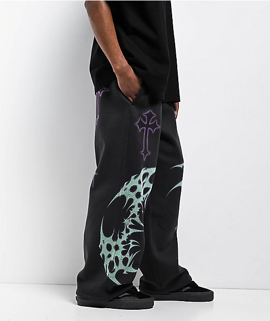 Vitriol Baggy Black Fleece Sweatpants